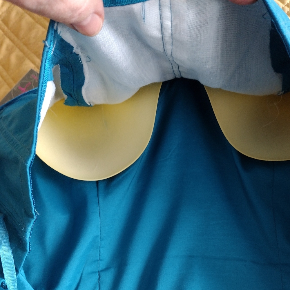 Aqua Teal Peacock Blue Color Strapless Dress - Picture 9 of 11
